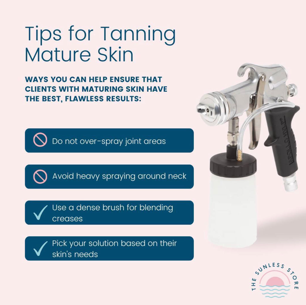 Spray tanning mature skin